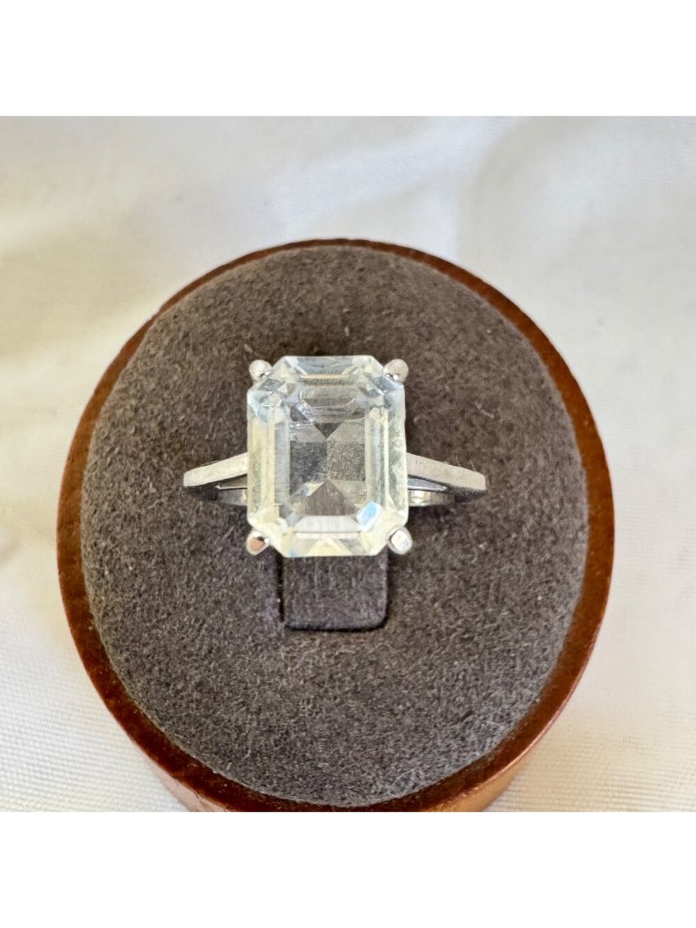 Cubic Zirconia Prong Set Statement Ring 14K Gold Electroplate Size 7